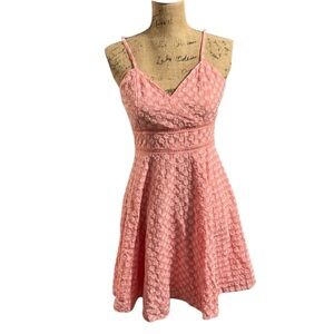 Jun & Ivy pink fully lined embroidered floral eyelet dress.